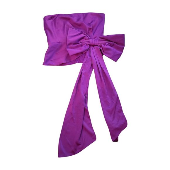 Anthropologie Atsu Strapless Bow Top Purple Medium Tube Corsage - Picture 2 of 10